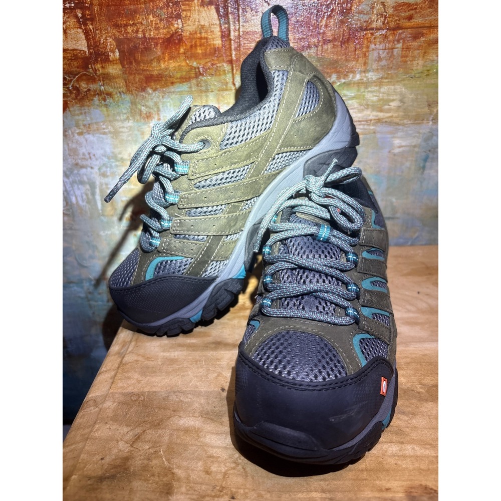 Merrell Work Moab 2 Vent Composite Toe Shoes Olive Grey J11582 Womens 6